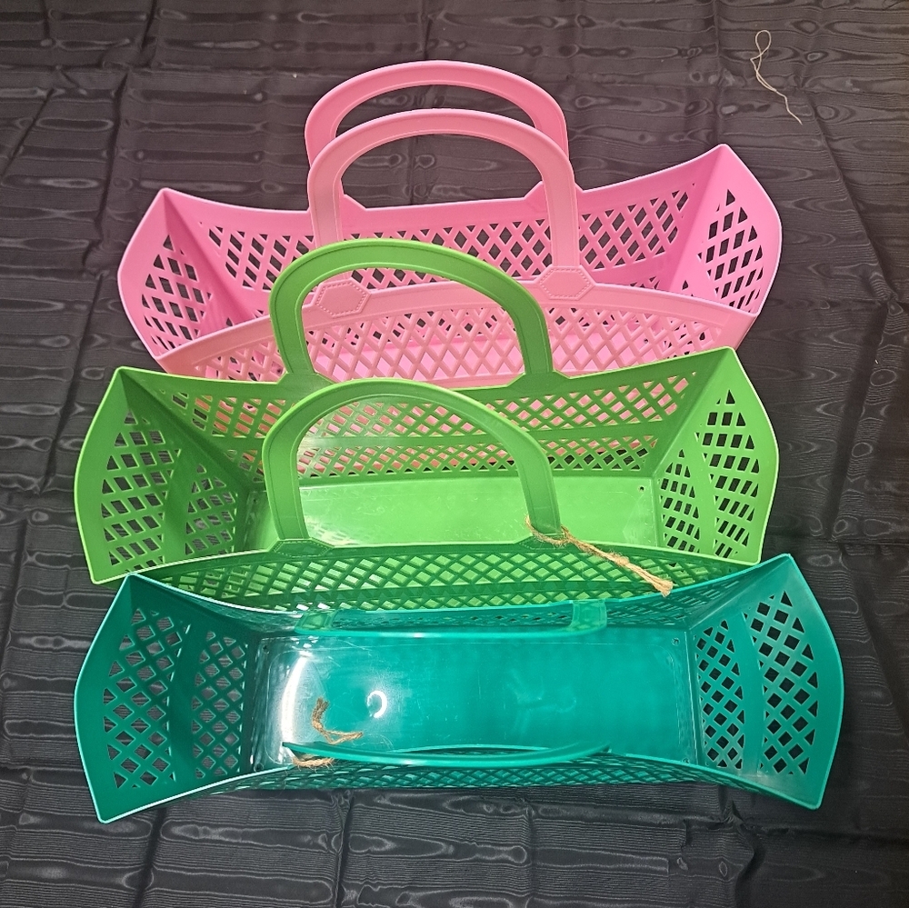 Ashland Pink and Green Mesh Tote Set - Picture 5 of 10